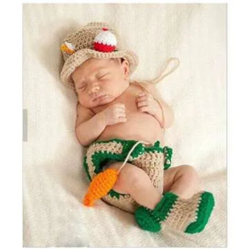 Newborn Photography Props Baby Photo Outfits Crochet Kintted Fisherman Set