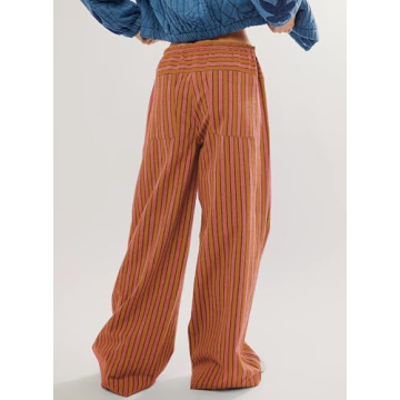 Acelitt Women's Casual Striped Color Block Pants - Chic & Comfy