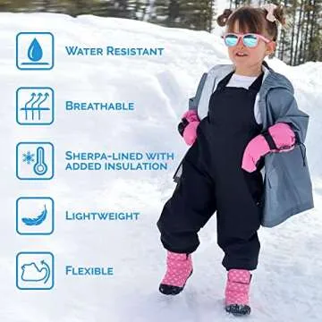 JAN & JUL Water-Resistant Winter Booties, Non Slip Snow Boots for Toddler Girls (Prairie Flowers, Size 8)