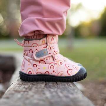 JAN & JUL Water-Resistant Winter Booties, Non Slip Snow Boots for Toddler Girls (Prairie Flowers, Size 8)