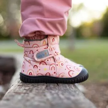 JAN & JUL Water-Resistant Winter Booties, Non Slip Snow Boots for Toddler Girls (Prairie Flowers, Size 8)