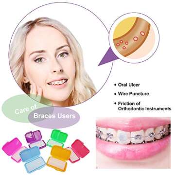 12 Pack Orthodontic Wax,Colorful Dental Wax for Braces With Case in 10 Colors,Relief Wax Comfort for Braces,Food Grade Material Brace Wax,Best Sticking Wax for relieving Pain,Tasteless
