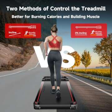 RHYTHM FUN Walking Pad Treadmill with Incline, Under Desk Treadmill with Incline, Treadmill for Home and Office, 300 Lbs Portable Treadmill with Remote Control, Compact Treadmill in LED Display