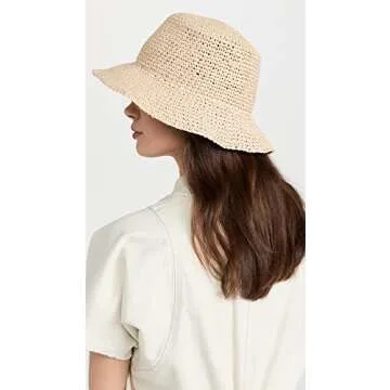 Madewell Women's Straw Bucket Hat, Natural Multi, S-M
