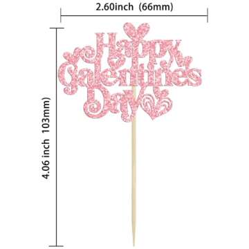 Gyufise 24Pcs Galentines Day Cupcake Toppers Pink Glitter Happy Galentines Day Cupcake Picks for Gal...