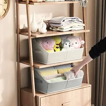 Homsorout Organizer Bins Cube Storage - Trapezoid Storage Bin 6 Pack, Fabric Baskets for Organizing, Large Storage Basket for Shelves, Closet Organizers for Toys, Clothes, Towels (Beige)