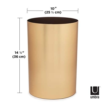 Stylish Umbra Metalla Trash Can 4.5 Gallon Matte Brass Finish