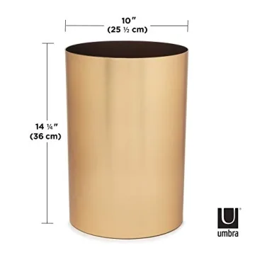 Stylish Umbra Metalla Trash Can 4.5 Gallon Matte Brass Finish