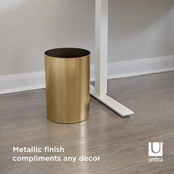 Stylish Umbra Metalla Trash Can 4.5 Gallon Matte Brass Finish