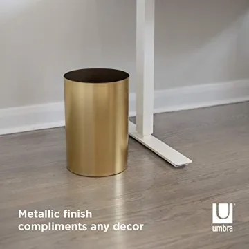 Stylish Umbra Metalla Trash Can 4.5 Gallon Matte Brass Finish