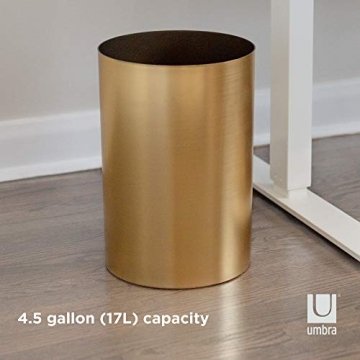 Stylish Umbra Metalla Trash Can 4.5 Gallon Matte Brass Finish