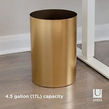 Stylish Umbra Metalla Trash Can 4.5 Gallon Matte Brass Finish