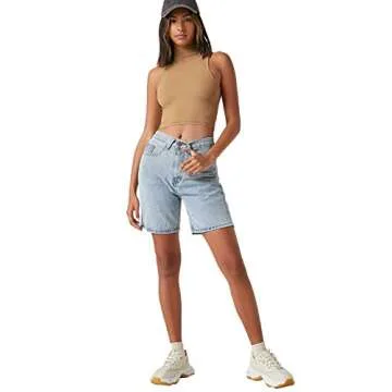 Verdusa Women's Casual High Neck Sleeveless Solid Crop Halter Tank Top Camel M