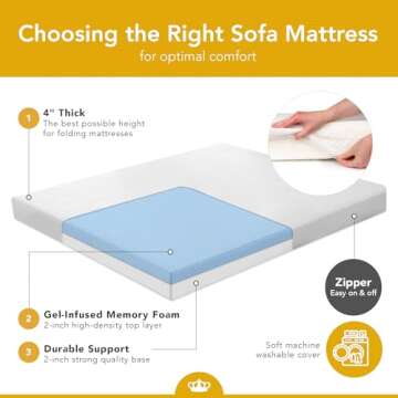 DynastyMattress Queen Gel Memory Foam Sofa Bed Mattress 4-Inch