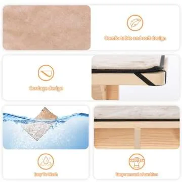 Petsfit Cat Window Perch Natural Solid Wood with Removable Fleece Mat, Safety Sturdy Cat Perch, Fit for Windows/Door/Drawer