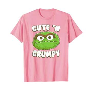 Sesame Street Oscar the Grouch Cute 'n' Grumpy Oversized T-Shirt for Fun Casual Wear