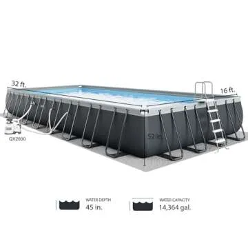 Intex 32' x 16' x 52" Ultra XTR Rectangular Outdoor Swimming Pool Set with Pump - Large Above Ground Backyard Rectangle Pool w/ 45-Inch Deep Water