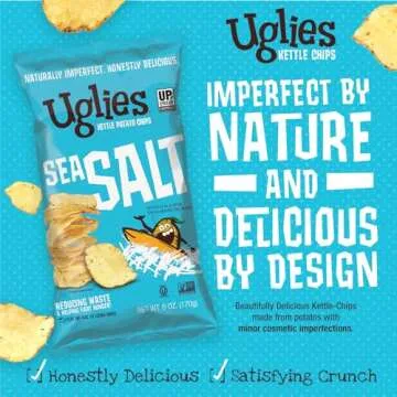UGLIES Kettle-Cooked Potato Chips, Gluten-Free Snacks, Kosher-Friendly Chips, Non-GMO Snacks for Kids or Office, Lunch Snacks, Individual Snack Packs, Sea Salt Potato Chips, 6 Oz. Each, Pack of 4