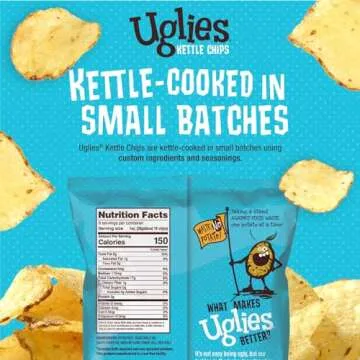 UGLIES Kettle-Cooked Potato Chips, Gluten-Free Snacks, Kosher-Friendly Chips, Non-GMO Snacks for Kids or Office, Lunch Snacks, Individual Snack Packs, Sea Salt Potato Chips, 6 Oz. Each, Pack of 4