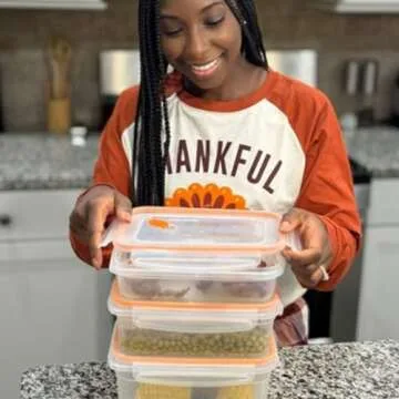 Sterilite Ultra-Seal 5.8 Cup Rectangle, Airtight Food Storage Container, Latching Lid, Microwave and Dishwasher Safe, Clear With Orange Gasket, 6-Pack