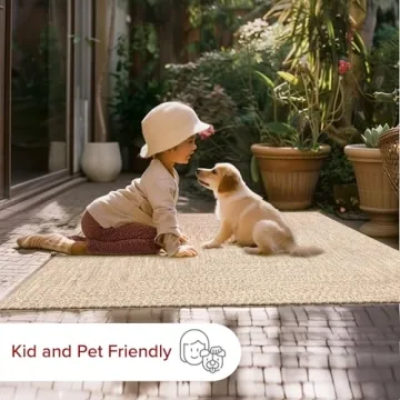 nuLOOM Braided Indoor Outdoor Area Rug 5 x 8 Wynn Tan