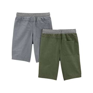 Simple Joys by Carter's Boys' Toddler Shorts, Pack of 2, Green/Grey, 3T