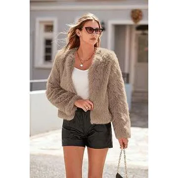 Stylish PRETTYGARDEN Women's Cropped Faux Fur Jacket
