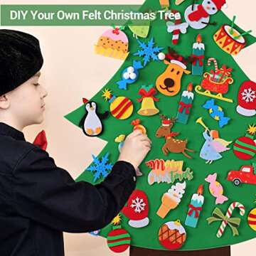 Felt Christmas Tree - 3.5 FT Wall Felt Christmas Tree for Kids with 40 Pcs Ornaments, DIY Xmas Gifts...