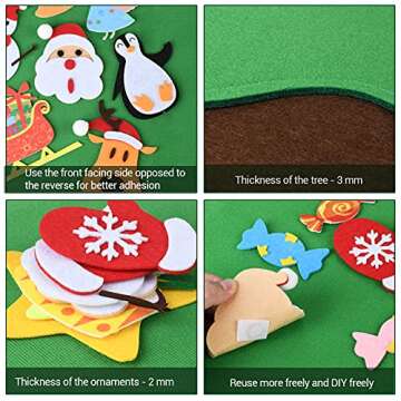 3.5 FT DIY Felt Christmas Tree with 40 Ornaments for Kids