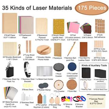 Csyidio 175 PCS Engraving Material Box – Versatile DIY Supplies for All Laser Engravers
