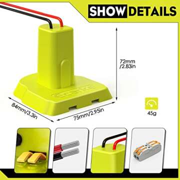 Ecarke Ryobi 18V Power Wheels Adaptor for RC Toys & Robotics