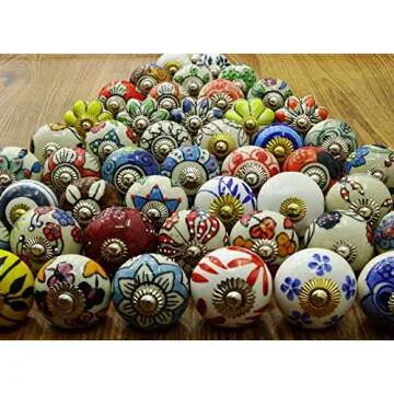 IBA Indianbeautifulart Assorted Multicolor Ceramic Drawers Knobs Door Cupboard Pulls Indian Mix Knobs