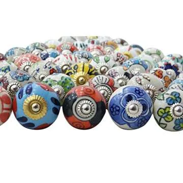 IBA Indianbeautifulart Assorted Multicolor Ceramic Drawers Knobs Door Cupboard Pulls Indian Mix Knobs