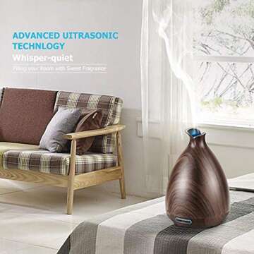 URPOWER Essential Oil Diffuser, 150ml Wood Grain Ultrasonic Aromatherapy Oil Diffuser with Adjustable Mist Mode Waterless Auto Shut-off Humidifier and Diffusers for Essential Oils