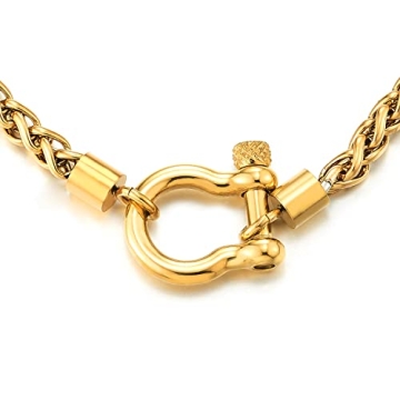Cool Steel Wheat Chain Necklace with Screw Clasp