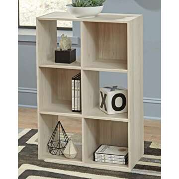 Signature Design by Ashley Socalle Modern 6 Cube Storage Organizer or Bookcase, Whitewash