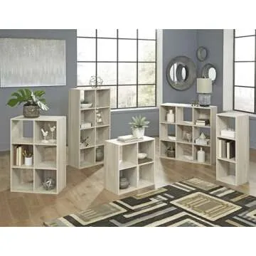 Signature Design by Ashley Socalle Modern 6 Cube Storage Organizer or Bookcase, Whitewash
