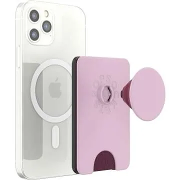 PopSockets Phone Wallet with Expanding Grip and Adapter Ring for MagSafe®, Phone Card Holder, Wireless Charging Compatible, Wallet Compatible with MagSafe® - Blush Pink