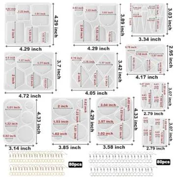 ResinWorld Earrings Molds with Varieties of Shapes and Sizes, 171Pcs Resin Jewelry Making Kit, Stud ...