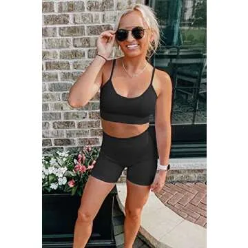 Ourgifts Workout Sets for Women 2 Piece Outfits Seamless High Waisted Workout Shorts Women with Sports Bra Sets Gym Clothes (Our10M-Black)