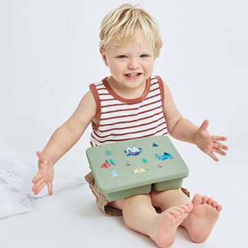 Austin Baby Co Leak-Proof Bento Lunch Box for Kids – Silicone Kids Lunch Container with 5 Leakproof Compartments – Food-Safe Materials, Sturdy, Dishwasher Safe, and BPA Free