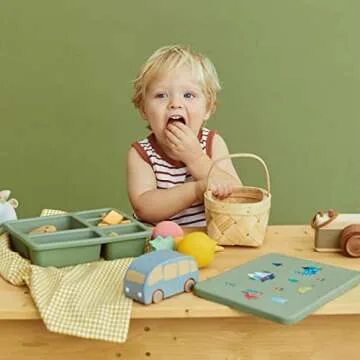 Austin Baby Co Leak-Proof Bento Lunch Box for Kids – Silicone Kids Lunch Container with 5 Leakproof Compartments – Food-Safe Materials, Sturdy, Dishwasher Safe, and BPA Free