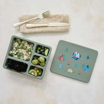 Austin Baby Co Leak-Proof Bento Lunch Box for Kids – Silicone Kids Lunch Container with 5 Leakproof Compartments – Food-Safe Materials, Sturdy, Dishwasher Safe, and BPA Free