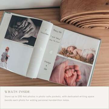Elegant Linen Photo Album - 200 Acid-Free Pockets for 4x6 Pics - Perfect for Weddings & Gifts
