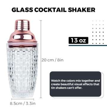 Gbuxska Glass Cocktail Shaker Set - Glass Shaker for Cocktails, Drink Shakers Cocktail and Cocktail ...