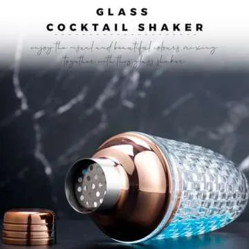 Gbuxska Glass Cocktail Shaker Set - Glass Shaker for Cocktails, Drink Shakers Cocktail and Cocktail Shakers, Glass Shaker Set for Bars, Whiskey, Cocktails (Rose Gold, 13 oz)