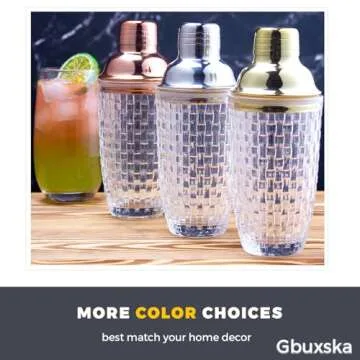 Gbuxska Glass Cocktail Shaker Set - Glass Shaker for Cocktails, Drink Shakers Cocktail and Cocktail Shakers, Glass Shaker Set for Bars, Whiskey, Cocktails (Rose Gold, 13 oz)
