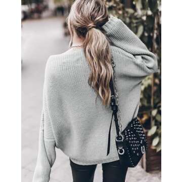 Women’s Trendy Sweaters to Wear with Leggings Causal Mock Neck Batwing Sleeve Fall Cute Oversized Knit Tops