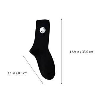 KESYOO 5 Pairs Women Cotton Planet Socks Mid-Tube Embroidered Socks Fashion Daily Casual Crew Socks for Womens & Girls