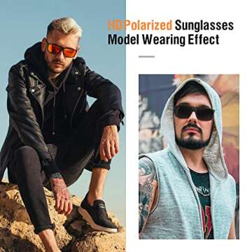 KWHZXGYY Sunglasses Men Polarized Sunglasses for Mens and Womens,Black Retro Sun Glasses Driving Fishing UV Protection